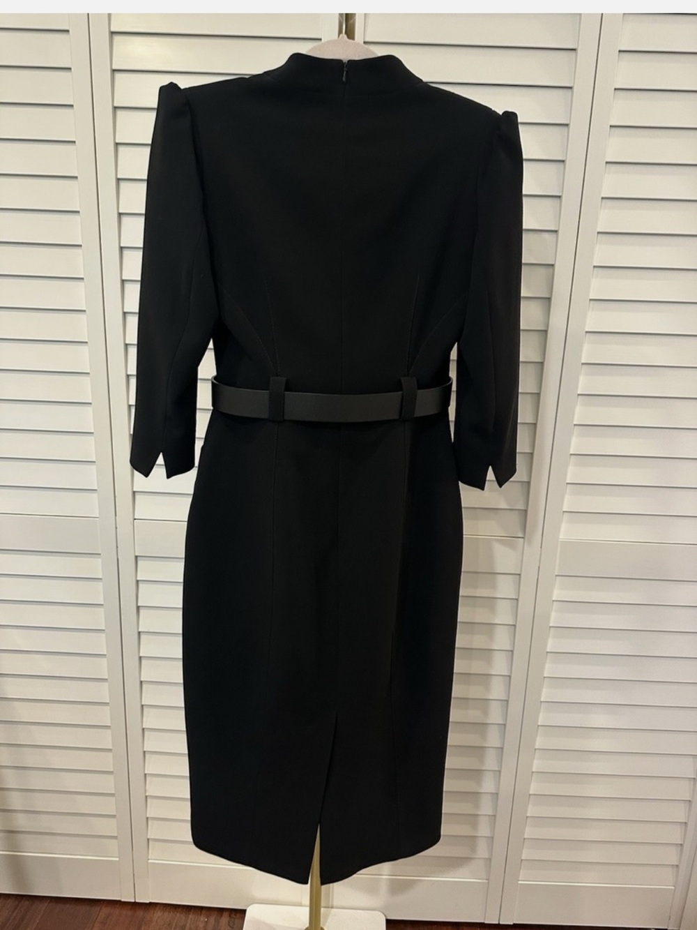 Karen Millen Forever Black Belted Midi Dress size US 8 - Picture 3 of 7